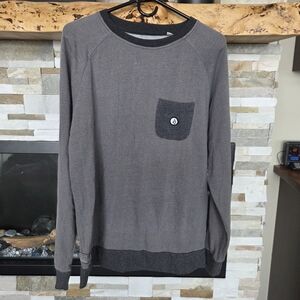Volcom Gray Long Sleeve Crewneck Sweater Mens Size Medium